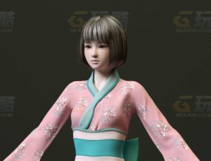 玩酷CG网—粉红汉服小女孩C4D模型