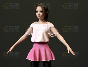 玩酷CG网—粉红迷你裙少女C4D模型