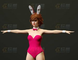 玩酷CG网—粉红兔女郎C4D模型