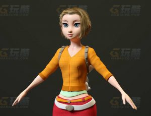 玩酷CG网—风格化少女C4D模型