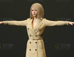 玩酷CG网—风衣女C4D模型