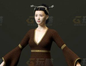 玩酷CG网—韩国大裙女C4D模型