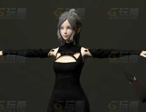 玩酷CG网—黑皮包美少女C4D模型