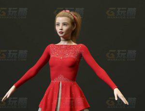 玩酷CG网—滑板美少女C4D模型