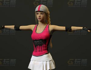 玩酷CG网—滑轮女孩C4D模型