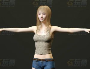 玩酷CG网—黄发休闲女C4D模型