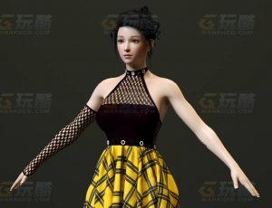 玩酷CG网—黄色连衣裙女C4D模型