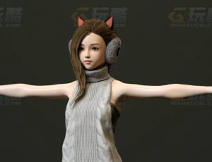 玩酷CG网—可爱猫服女C4D模型