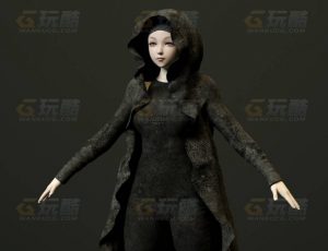玩酷CG网—披风服女C4D模型