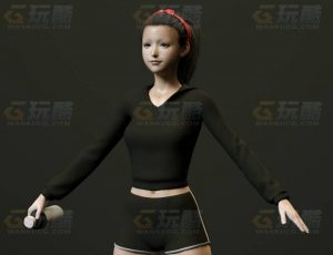 玩酷CG网—跑步美少女C4D模型