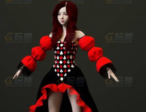玩酷CG网—晚宴服可爱美女C4D模型