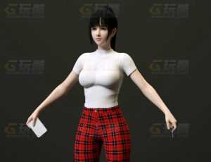 玩酷CG网—网格裤女C4D模型
