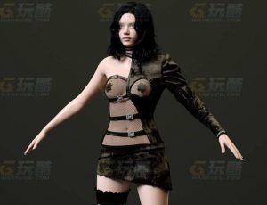 玩酷CG网—性感黑制服衣C4D模型