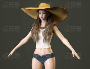 玩酷CG网—休闲大帽女C4D模型