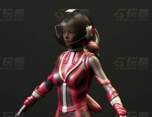 玩酷CG网—粉红太空服女C4D模型