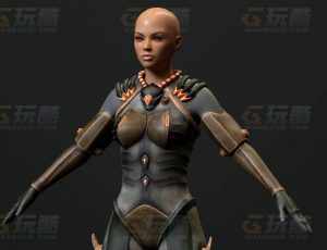 玩酷CG网—黑人女佣兵C4D模型