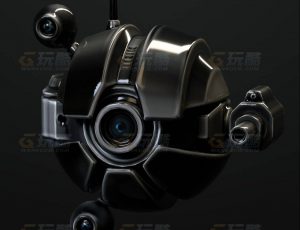 玩酷CG网—黑眼飞行机器人C4D模型