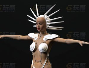 玩酷CG网—赛博改造女人C4D模型