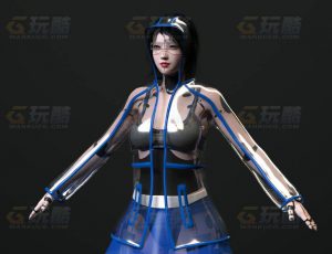玩酷CG网—赛博透明衣女C4D模型