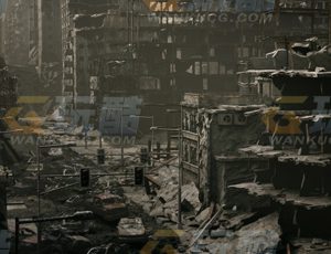 玩酷CG网—倒塌废墟楼房建筑模型