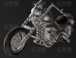 玩酷CG网—地狱骷髅摩托Blender模型