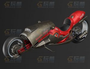 玩酷CG网—未来科幻赛博机车摩托Blender模型