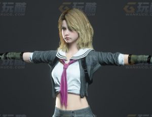玩酷CG网—高中个性女学生C4D模型