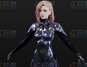 玩酷CG网—粉红头发科技美女Blender模型
