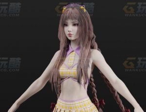 玩酷CG网—可爱猫系少女Blender模型
