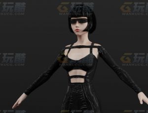 玩酷CG网—黑短发女特工Blender模型