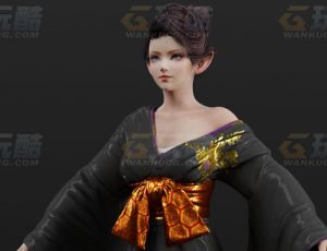 玩酷CG网—和服精灵女Blender模型