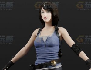玩酷CG网—个性背心女孩Blender模型