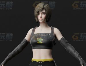 玩酷CG网—废土风少女Blender模型