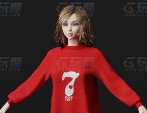 玩酷CG网—个性时尚休闲女Blender模型