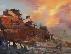 玩酷CG网—沙漠金属朋克风废墟堡垒Blender模型