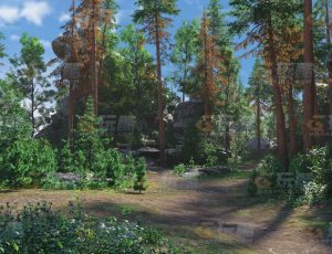 玩酷CG网—大岩石森林Blender模型