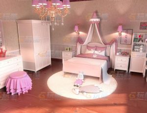 玩酷CG网—粉色小公主系卧室Blender模型