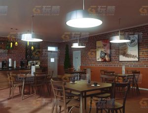 玩酷CG网—咖啡馆Blender模型