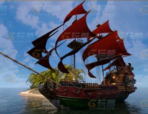 玩酷CG网—超精细巨型奢华海盗船Blender模型