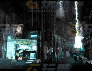 玩酷CG网—蒸汽朋克废墟街道楼房Blender模型