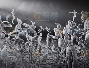 玩酷CG网—超级卡通英雄雕像C4D模型