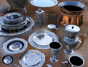 玩酷CG网—中世纪餐具合辑Blender模型