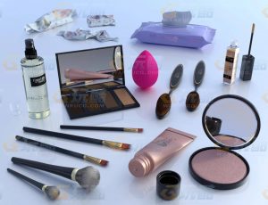 玩酷CG网—女生化妆品套装Blender模型