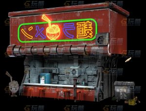 玩酷CG网—赛博朋克机械面馆Blender模型