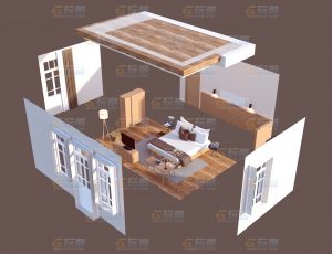 玩酷CG网—温馨卧室Blender模型