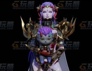 玩酷CG网—紫色女战士Blender模型