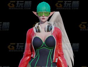 玩酷CG网—精灵赛博女Blender模型