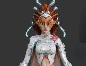 玩酷CG网—玛雅科技女战士Blender模型