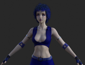 玩酷CG网—蓝色装扮小太妹Blender模型