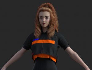 玩酷CG网—运动长发女Blender模型